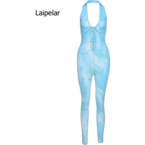 Summer Autumn 2021 New Womens Sexy Bandage Low Chest Tights Jumpsuits