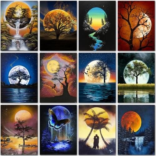 Diamond mosaic Paint 5D DIY Diamond Painting Kit landscape night view moon Full Square&Round Diamond embroidery Cross stitch art