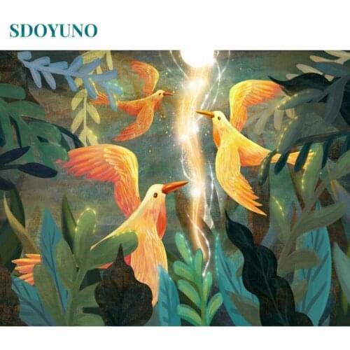 SDOYUNO 60x75cm Paint By Numbers Kits Frameless DIY Bird Painting By Numbers On Canvas Scenery Wall Art Home Decor Digital Paint