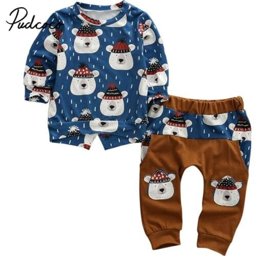 Baby Girls Boys Clothes 2PCS Toddler Baby Girls Cartton Print Top Pants Long Sleeve Sweatshirt Outfits Set roupa infantil 0-24M