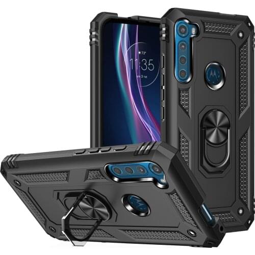 Magnetic Metal Ring Stand Armor Shockproof Case For Motorola Moto One Fusion Plus 5G Ace Hyper Soft TPU Hard PC Back Cover Coque