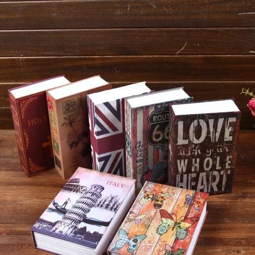 Size M 10/Color Key Lock Hidden Safe Box Book Safes For Travel Home Money Jewelry Security Steel Simulation Book 240*155*55mm