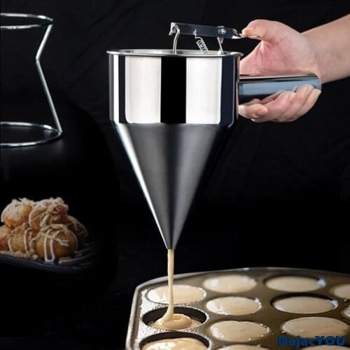 Fish Ball Funnel Pancake Batter Dispenser Stainless Steel Handheld Stirring Batter Separator Baking Cupcakes Separator Measuring