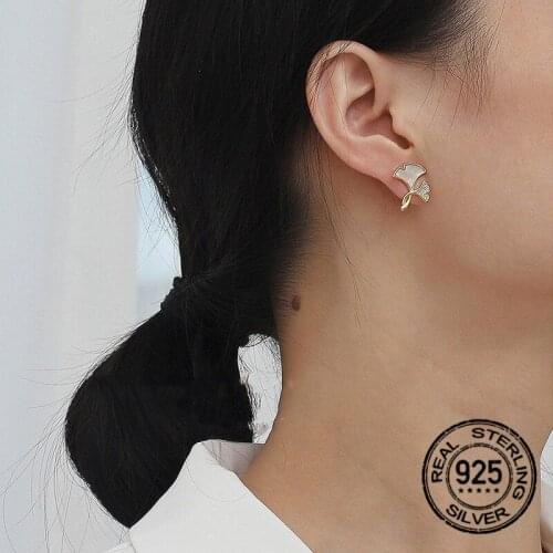 Stud Fan-shaped Shell Earrings For Women S925 Silver Needle Zircon Geometric Fashion New Trendy Hot Student Lady Jewelry INEFFA
