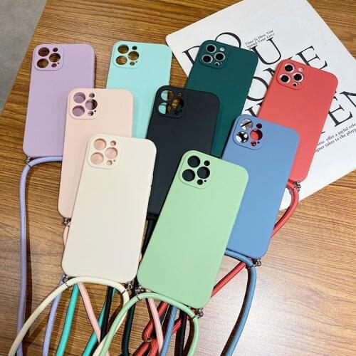 Crossbody Necklace Strap Lanyard Cord Phone Case For iPhone 12 Pro Max 12 MiNi 11 Pro Max X XR XS Max 6S 7 8 Plus Silicone Cover