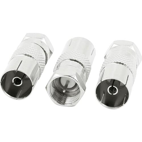 UXCELL 3 Pcs Pal Female To F Male Tv Rf Antenna Catv Fm Coaxial Adapter Connector