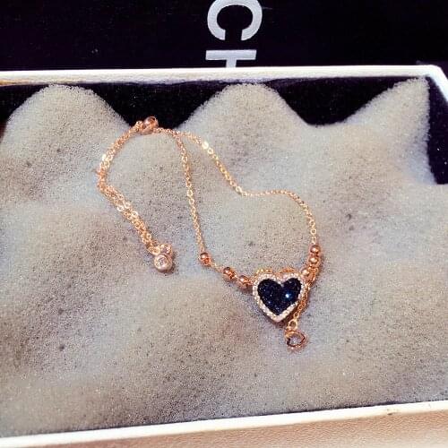 925 Sterling Silver Korean Love Bead Crown Peach Heart Bracelet Long Chain Pendant Female INS Unique Design Fshion Jewelry Gift