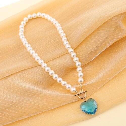 New Creative Pearl Love Alloy Crystal Necklace For Women Fashion Temperament Heart Metal Pendant Girl Gift Jewelry Wholesale