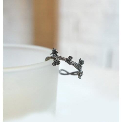 Ethnic Style Retro Vintage Silver Color Rose Flower Ring For Women Punk Adjustable Rings Girls Finger Jewelry Party Gifts