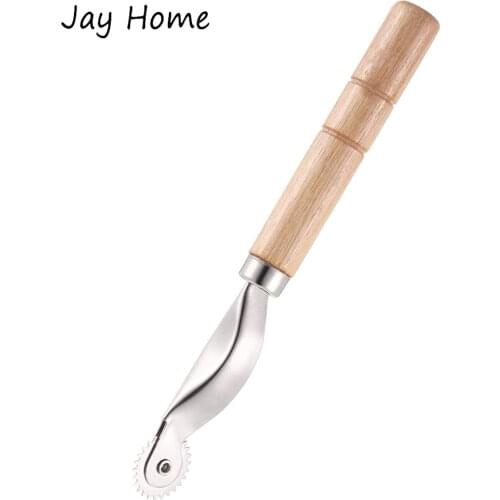 15cm Wood Handle Needle Point Pounce Serrated Tracing Wheel Leather Fabric Cloth Sewing Craft Overstitch Wheel Sewing Tools