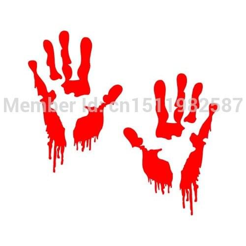 15cm x 10cm Bloody Zombie Hand Print Sticker Walking Dead Halloween Red Outbreak Funny Car Truck Window Vinyl Decal 13 Colors