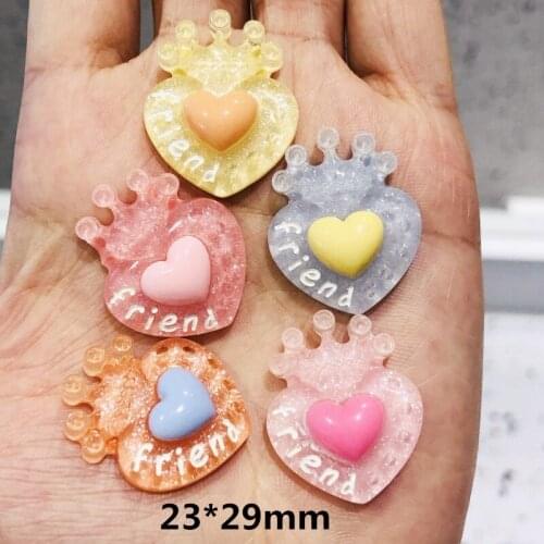 20Pcs/lot Resin Heart-shaped Decoration Crafts Faltback Cabochon Scrapbooking Hair bow Center Embellishments DIY Accessories
