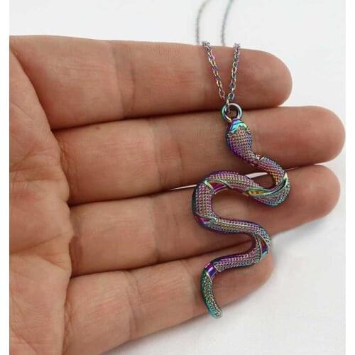 2021 Punk Snake Pendant Necklace Golden Silver Color Unquie Men Women Neck Jewelry Statement Pouplar Necklace Wholesale