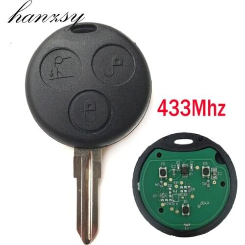 3 Buttons Car key For Mercedes Benz Smart Fortwo 450 Forfour 451 Roadstar Remote Key with Uncut Blank Blade 433Mhz