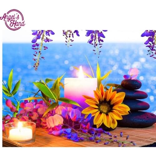 5d diy diamond embroidery Orchid&candle diamond painting Cross Stitch full square Rhinestone mosaic home decoration