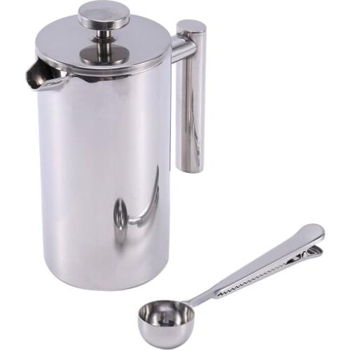 800ML French Press,27Oz,Double Wall Stainless Steel Tea Cafetiere Kettle, with 1 Pcs Coffee Measuring Spoon