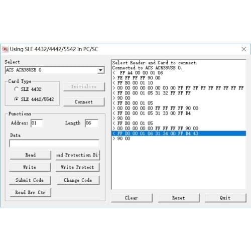 ACOS3 ACOS6 ACOS5 SLE4442 SLE4428 SLE5542 AT24C16 AC24C64 etc EEPROM Chip Card software for ACR38 Reader Writer send by email