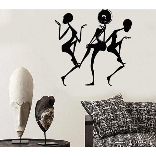 Africa Dancing Girls Art Creative Wall Stickers For Kids Room African Beautiful Woman Vinyl Decals Decor WL1662