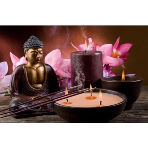 5d diy diamond painting Buddha orchid 3D cross stitch diamond embroidery religious mosaic pattern craft wall decor gift CV110