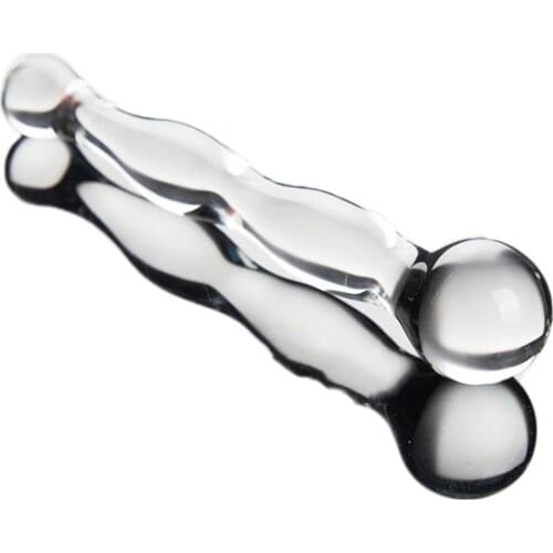 Thrusting Glass Wand anal plug Beads bullet Female lesbian Fairy G spot Stimulation butt plug adult Sex Toys For Women 3.6inch