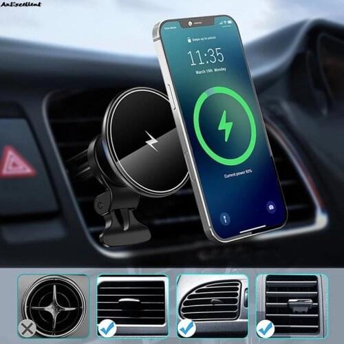 Automatic Magnetic Wireless Car Charger 15W For iPhone 12 Pro Max Mini Air Vent Mount Qi Fast Charging Holder support
