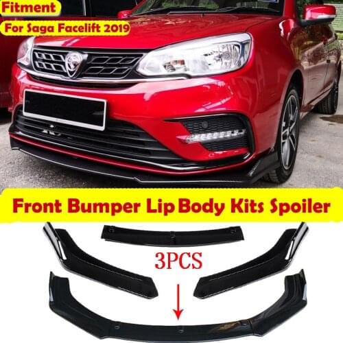 Auto Accessories 3Pcs Car Front Bumper Lip Spoiler Body Kits Splitter Diffuser For Saga Facelift 2019
