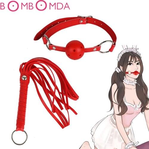 Bdsm Leather Mouth Gag Whip Bondage Restraints Slave Game Open Mouth Ball Sex Toys Adult Sex Products for Men Women Couples