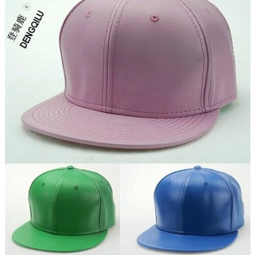 PU Leather Blank Solid Color Baseball Cap Snapback , Bucket Acceptable ,24pcs Free shipping