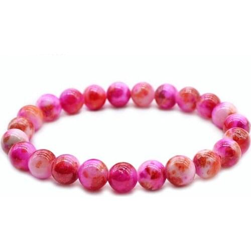 6mm 8mm 10mm Colorful Pink Red Color Natural Tourmaline Stone Bracelets for Women Yoga Charm Stretch Round Beads Bracelet