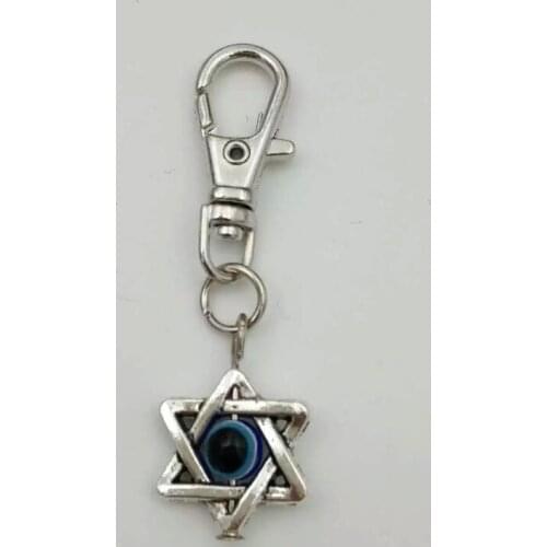 Vintage Star of David Blue Evil Eye Key Chain For Keys Car Souvenir Accessories Decoration Keychain Fashion Jewelry Z96