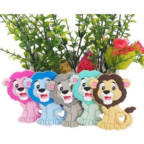 Chenkai 5PCS BPA Free Silicone Lion Teether Dummy Cartoon Pacifier Teething For DIY Infant Smoothing Sensory Bite Toy Accessory