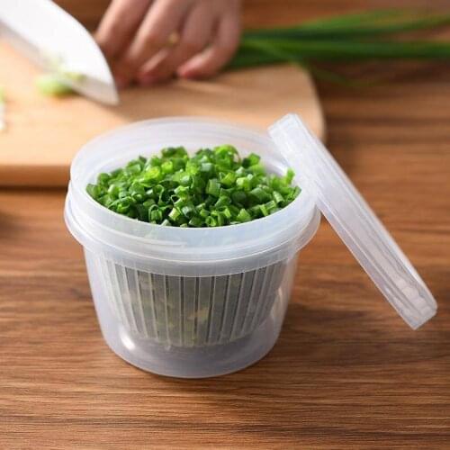 Double-layer kitchen storage box refrigerator special green onion ginger garlic storage box sealed plastic drain fruit box set