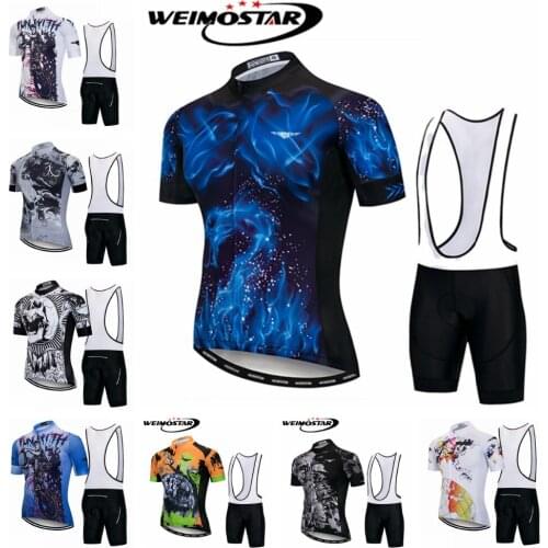 WEIMOSTAR Men Cycling Jersey Ropa ciclismo downhill jersey Bicycle Clothes Uniform Breathale Mountain Bib Shorts Cycling Set