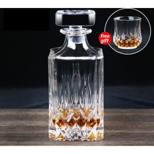 Hot Sale Luxury Lead Free Square Glass Wine Bottle Whiskey Decanter Alcohol Container decanter set