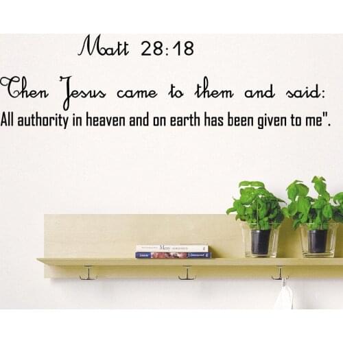 Art Text Wall Decal Bible Verse Psalms Matthew 28:18 Then Jesus Came Vinyl Sticker Interior Wall Decorative Living Room LA838