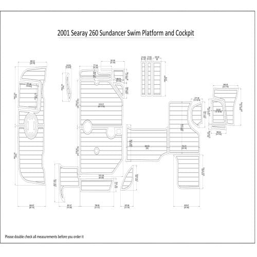 2001 Searay 260 Sundancer Swim Platform and Cockpit Pad Boat EVA Teak Decking 1/4" 6mm