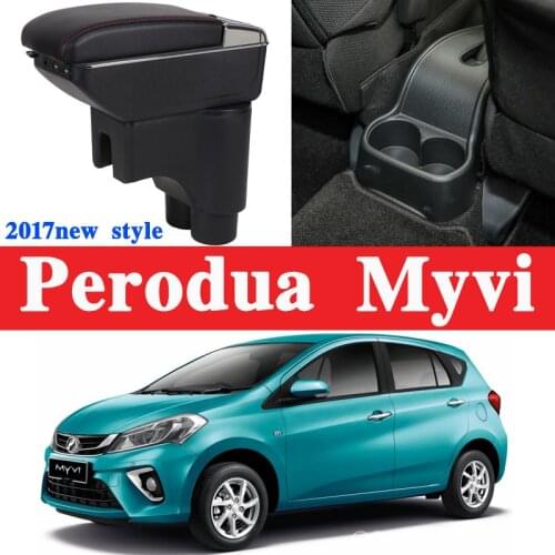 Leather Car Armrest For Perodua Myvi Centre Console Storage Box