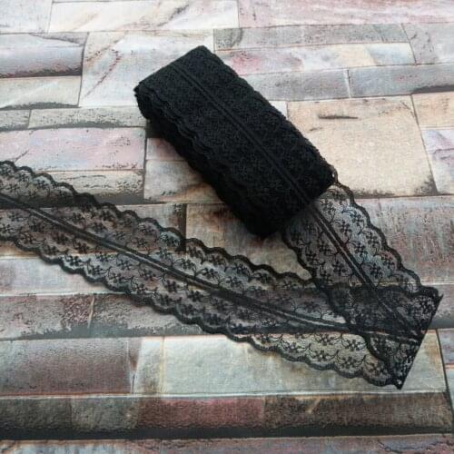 Beautiful Black 10 Yards 45mm Width Net Embroidery Lace Bilateral DIY Jewelry, Clothing, Wedding, Sewing accessories