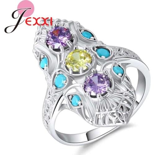 Colorful 925 Sterling Silver Engagement Zirconia Rings for Women Wedding Jewelry Goddess Of Bohemian Exclusive