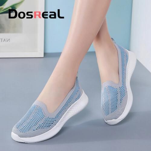 Women Summer Outdoor Sweet Flats Shoes Breathable Mesh Sneakers Shoes For Female Slip-on Fashion Ladies Walking Shoes Big Size