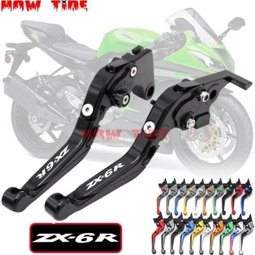 Laser Logo CNC Adjustable Motorcycle Brake Clutch Levers For Kawasaki ZX6R ZX-6R ZX 6R 2000 2001 2002 2003 2004