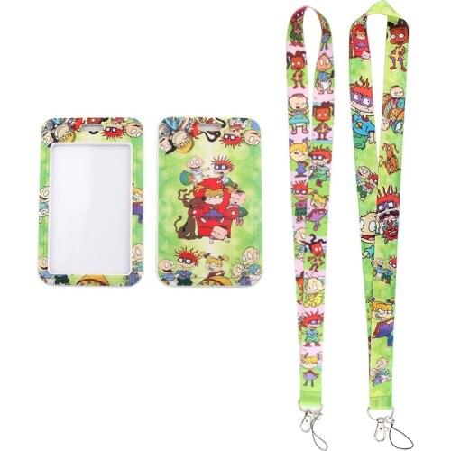 24pcs/lot MD236 DMLSKY Cartoon Necklack Lanyard Key Gym Strap Multifunction Mobile Phone Decoration With Card Holder Cover