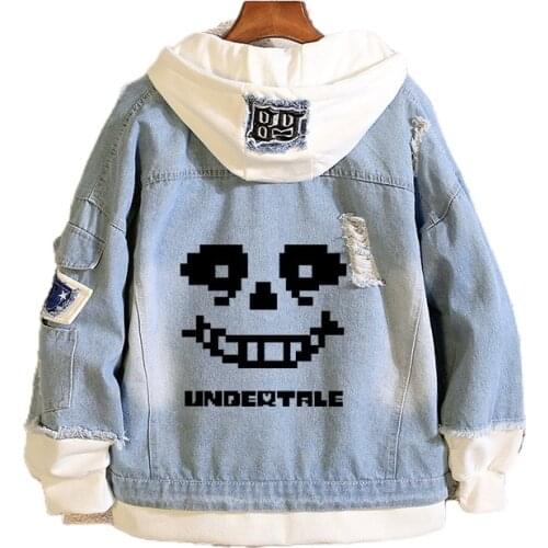 Men Hoodies Game Undertale Printing Denim Jean Sweatshirts Male Women Hooded Hoodie Sweatshirt Oversized Cosplay Costumes Coats