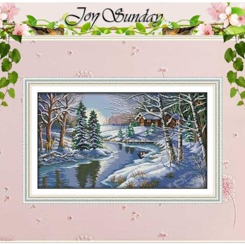 Snowscape counted Cross Stitch 11CT 14CT Cross Stitch Set Wholesale DIY Scenery Cross-stitch Kit Embroidery Needlework