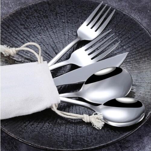 Flatware Sets 304 Stainless Steel Tableware Set Knife Fork Spoon Dinnerware Set Dishwasher Safe Cutlery Set With Portable Bag