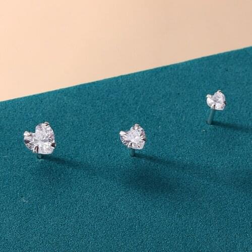 Genuine Fashion 925 Sterling Silver Sweet Cute Dazzling CZ Heart Stud Earrings For Women Girls Kids Lady Jewelry