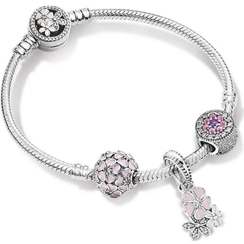 NEW 100% 925 Sterling Silver 1:1 Brand New Original Natural Beauty ZT0164 Strings Bracelet Set Women Jewelry Gift Collection