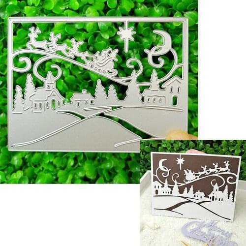 Suitable for Christmas metal cutting die DIY scrapbook photo album 3D greeting card making house sleigh tree 2021 NEW