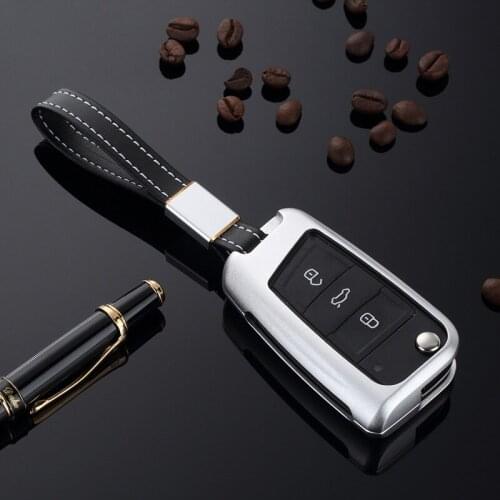 Hollow Aluminum Alloy Key Remote Cover Cases Fob Shell Frame For VW MK7 Volkswagen Golf 7 Skoda 3 Buttons Folding Keys