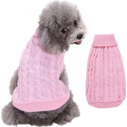 Pet Supplies Dog Clothing Solid Color Pet Dog Sweater Dog Clothes Autumn and Winter Model